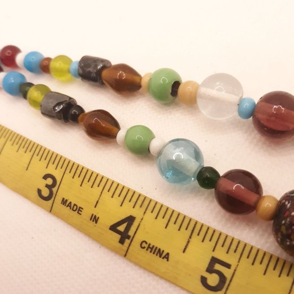 Multi Color Art Glass Bead Necklace - Picture 6 of 8